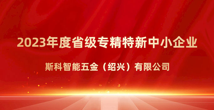 喜報！斯科榮獲浙江省“專精特新”企業(yè)稱號